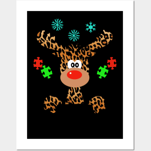 Be Kind Autism Awareness Reindeer Hippie Christmas Gift Posters and Art